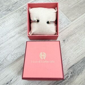 House of Harlow 1960 Black Silver Gold Cable Cuff Bracelet